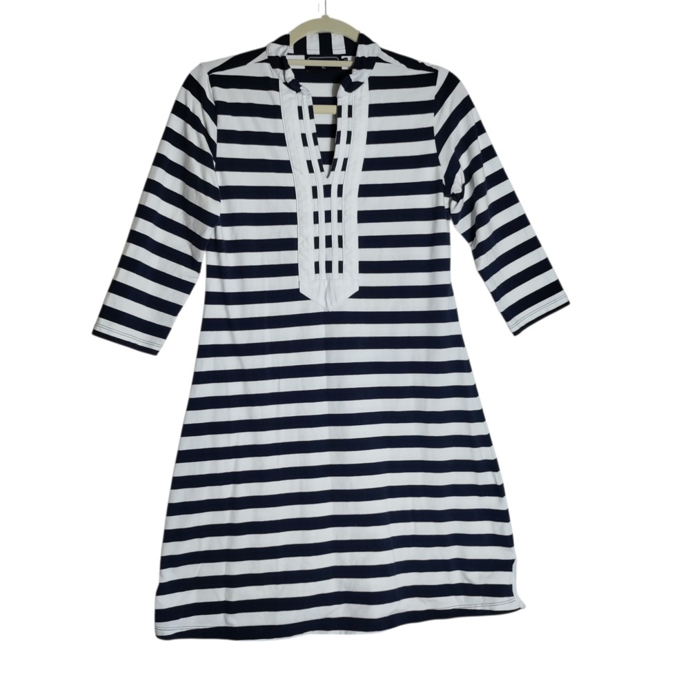 Duffield Lane Blue & White Striped Dress‎ Nautical Classic Preppy Women's S